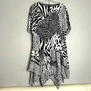 Vintage Lillie Rubin 1980s mixed animal print black and white skirt and top set